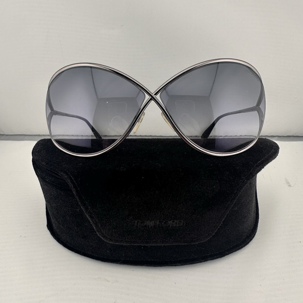 Tom Ford Silver Frame Gray Gradient Butterfly Sunglasses